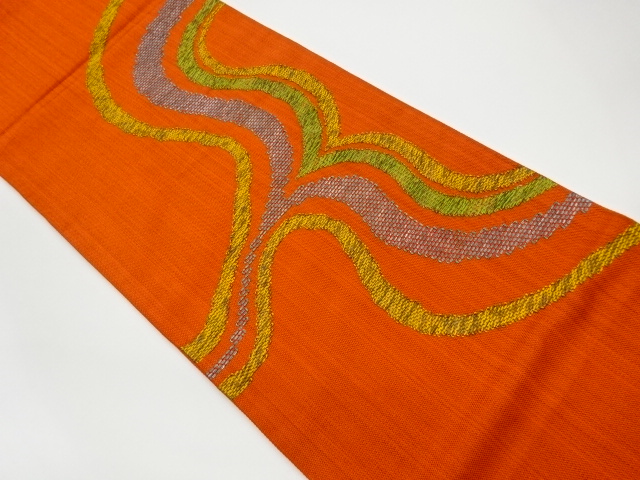 JAPANESE KIMONO / VINTAGE FUKURO OBI / WOVEN ABSTRACT PATTERN